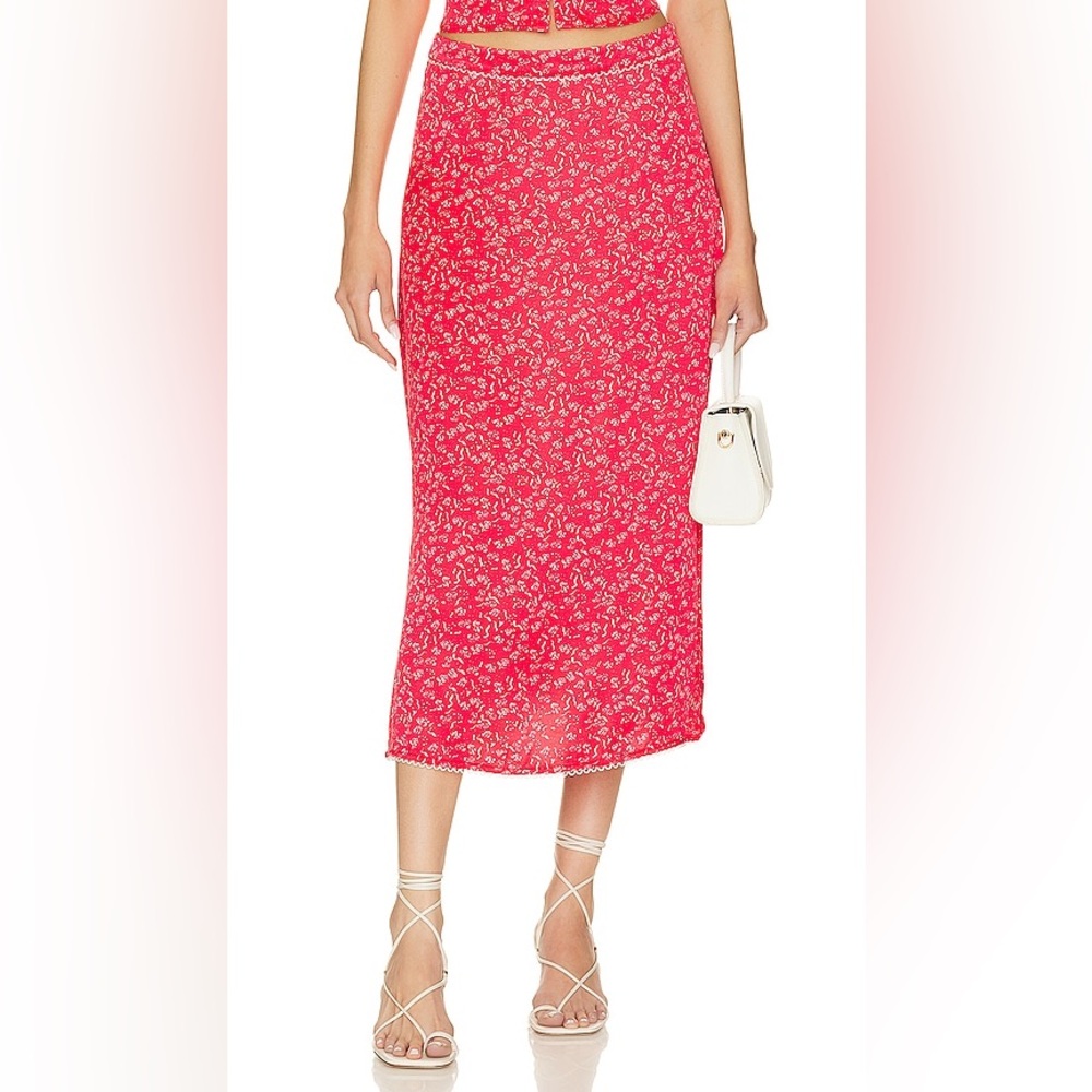 For Love and Lemons Chianti top and barbera midi skirt set pink XS - Picture 5 of 13